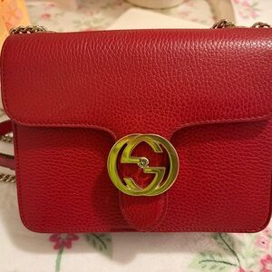 Gucci Red Crossbody Bag with Gold Accent